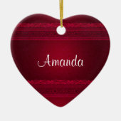 おしゃれでエレガントな赤い背景 スタイリッシュ セラミックオーナメント (正面)