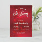 おしゃれでエレガントな赤い雪の結晶のクリスマス 招待状 (スタンド正面)