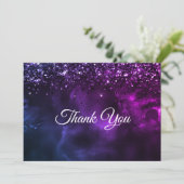 おしゃれでエレガントな青紫のマーブル模様のアート サンキューカード (スタンド正面)