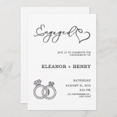 おしゃれでエレガントな黒と白のミニマリスト 招待状 (正面/裏面)