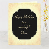 おしゃれでエレガントな 誕生日姪 カード (黄色い花)