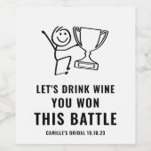 おしゃれでカジュアルな黒と白の勝利バトル ワインボトルラベル ワインラベル (シングルラベル)