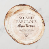 おしゃれでカジュアルな50歳の誕生日 ウッドグレイン テンプレート 編集可能 (正面/裏面)