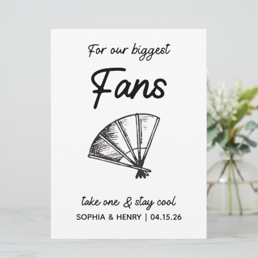 おしゃれでカスタマイズ可能な ファンのためのウェディング フェア サイン (スタンド正面)