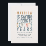 おしゃれでカラフルなお祝いメッセージ 70歳の誕生日<br><div class="desc">おしゃれでカラフルなお祝いメッセージ 70歳の誕生日 / 70歳の誕生日パーティーの招待状。おしゃれで落ち着いたトーン。コレクションの一部です。</div>