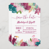 おしゃれでカラフルなフラメンゴジャングル 招待状 (正面/裏面)