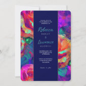 おしゃれでカラフルな明るい花のウェディング 招待状 (正面)