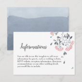 おしゃれでクラシックなグレーとピンクの水彩画のウェディング詳細 エンクロージャーカード (正面/裏面)