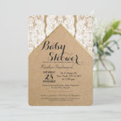 おしゃれでクラシックなホワイトレース、ゴールド、& リサイクル紙 招待状 (スタンド正面)