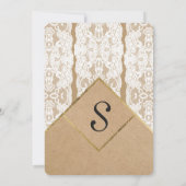 おしゃれでクラシックなホワイトレース、ゴールド、& リサイクル紙 招待状 (裏面)