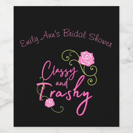 おしゃれでゴージャスなピンクのバラのカスタマイズラベル ワインラベル (シングルラベル)