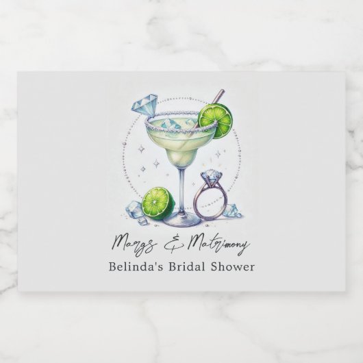 おしゃれでゴージャスなマルガリータと結婚式のブライズシャワー スパークリングワインラベル (シングルラベル)