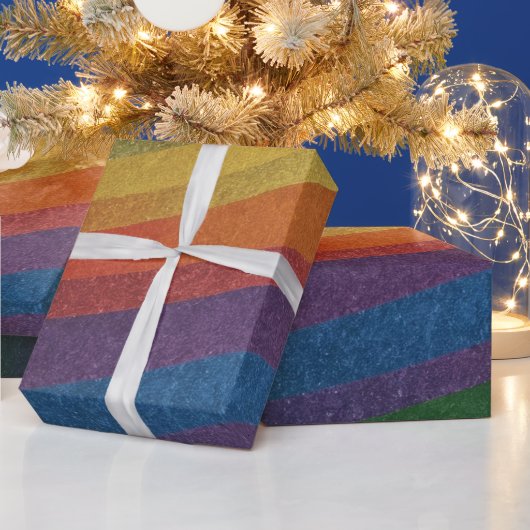 おしゃれでシンプルなメタリックレインボー ラッピングペーパー (クリスマス)