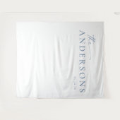 おしゃれでシンプルなモダンウェディングフォトバックドロップ | 青 タペストリー (正面(横))