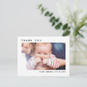 おしゃれでシンプルなモダン カスタム フォト ベビー シャワー ポストカード (スタンド正面)