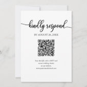 おしゃれでシンプルなラブウェディングQR RSVP 招待状 (裏面)