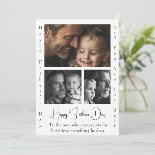 おしゃれでシンプルな父の日カード 3枚のカスタム写真 シーズンカード (スタンド正面)