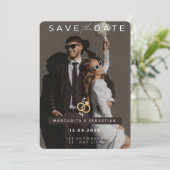 おしゃれでシンプルな結婚式の保存日 招待状 (スタンド正面)