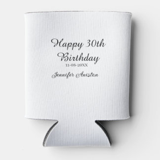 おしゃれでシンプルな30歳の誕生日 名前と日付入り 缶クーラー