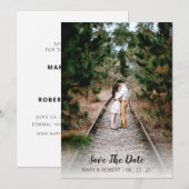 おしゃれでシンプルな、写真付きの「Save The Date」テンプレート（縦） 招待状 (正面/裏面)