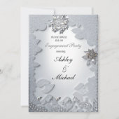 おしゃれでトレンディなシルバーのエンゲージメントジュエリー ダイヤモンド 招待状 (正面)