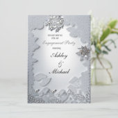 おしゃれでトレンディなシルバーのエンゲージメントジュエリー ダイヤモンド 招待状 (スタンド正面)