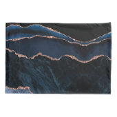 おしゃれでトレンディなネイビーブルーアゲート ローズゴールド グリッター 枕カバー (裏面)