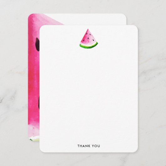 おしゃれでトレンディな水彩イラストのワ watermelon サンキューカード (正面/裏面)