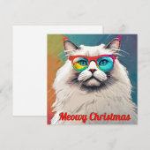 おしゃれでトレンディな漫画のメウィー・クリスマス・キャット シーズンカード (正面/裏面)