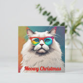 おしゃれでトレンディな漫画のメウィー・クリスマス・キャット シーズンカード (スタンド正面)