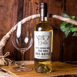 おしゃれでトレンディな白黒 勝負に勝った ワインボトルラベル ワインラベル