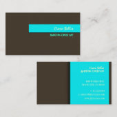 おしゃれでトレンド感のあるレトロな DIY カラー/ダークチョコレート+アクア 名刺 (正面/裏面)