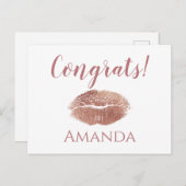 おしゃれでフェミニンな口紅のプリントでお祝い ポストカード (正面/裏面)
