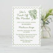 おしゃれでフレッシュなグリーンの結婚前お祝いパーティー 招待状 (スタンド正面)