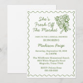 おしゃれでフレッシュなグリーンの結婚前お祝いパーティー 招待状 (正面/裏面)