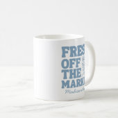 おしゃれでフレッシュなブルーの花嫁シャワーギフト コーヒーマグカップ (正面右)