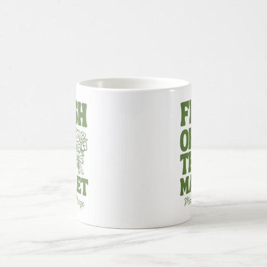 おしゃれでフレッシュな市場をイメージしたグリーンの花嫁シャワーギフト コーヒーマグカップ (中央)