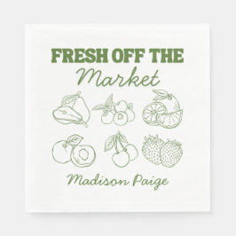 おしゃれでフレッシュな市場風グリーンのブライダルシャワー スタンダードランチョンナプキン