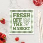 おしゃれでフレッシュな市場風グリーンのブライダルシャワー スタンダードランチョンナプキン (インサイチュ)