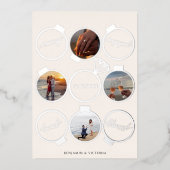 おしゃれでモダンなエンゲージメント オーナメント フォト 箔シーズンカード (正面)