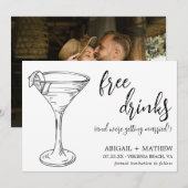 おしゃれでモダンなカクテルラフ　トレンディな写真　ウェディング セーブザデート (正面/裏面)