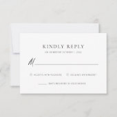 おしゃれでモダンなスクリプト結婚式返信カード 出欠カード (正面)