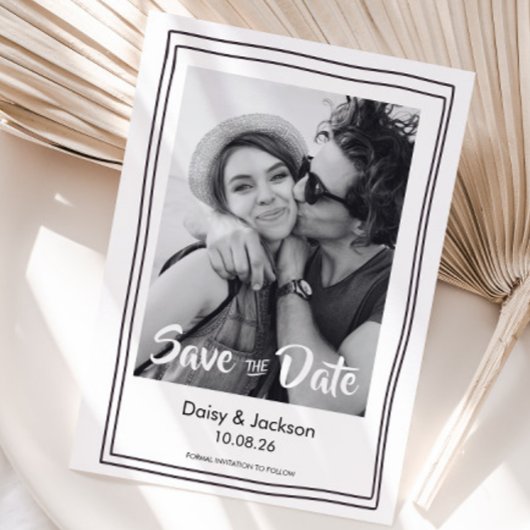おしゃれでモダンな写真付き結婚式の招待状(Save The Date) セーブザデート