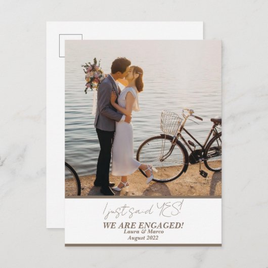 おしゃれでモダンな婚約カップル写真 案内ポストカード (正面/裏面)