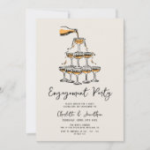 おしゃれでモダンな手描きエンゲージメントパーティー 招待状 (正面)