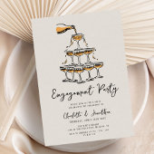 おしゃれでモダンな手描きエンゲージメントパーティー 招待状