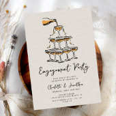 おしゃれでモダンな手描きエンゲージメントパーティー 招待状