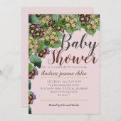 おしゃれでモダンな花のガーデン ベビーシャワー 招待状 (正面/裏面)
