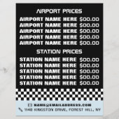 おしゃれでモダン、料金一覧付きのタクシー会社 チラシ (裏面)