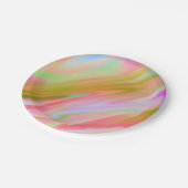 おしゃれでユニークなピンクと青緑の抽象的な波模様 ペーパープレート (アングル)